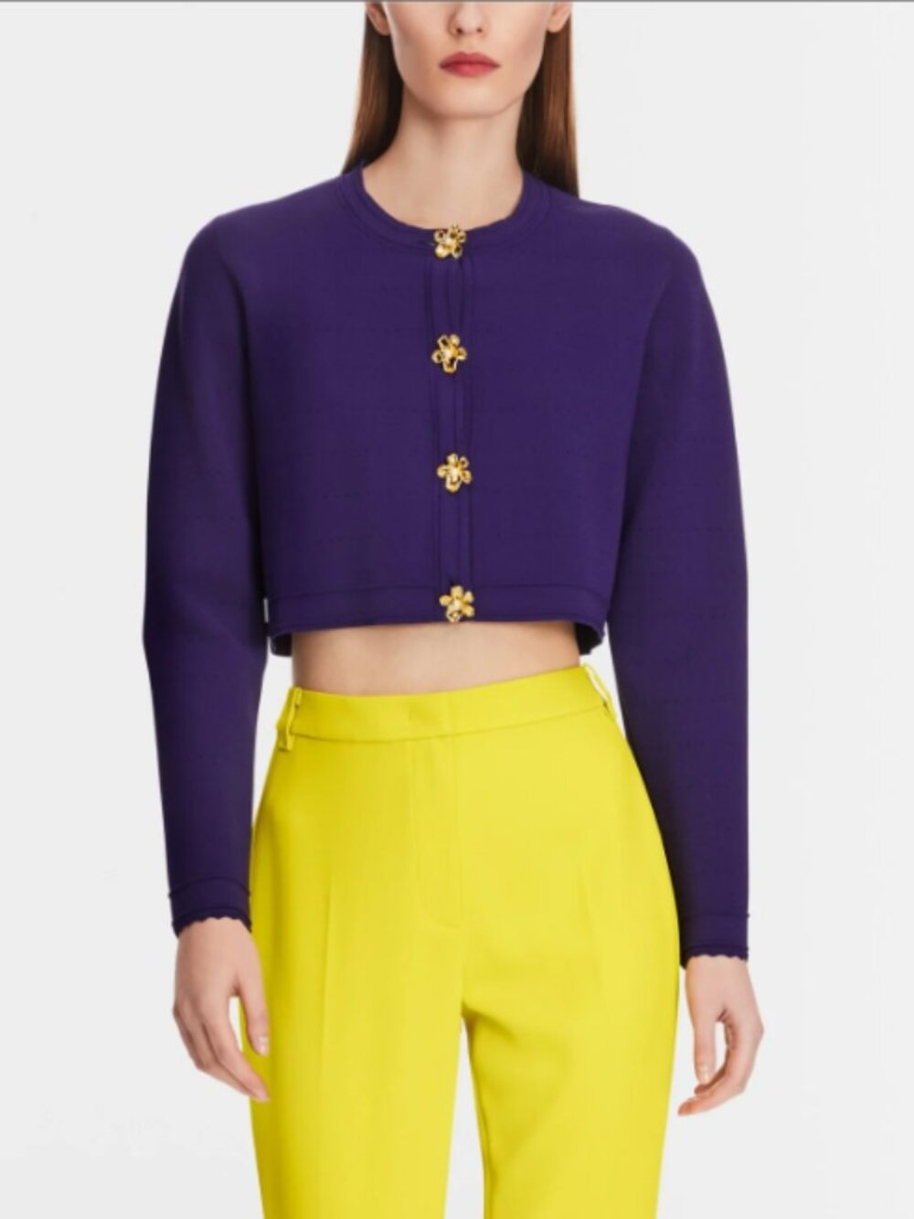 Marc Cain Glam Purple Knit Short Jacket Sweater with Buttons Size N4 UK 14 NWT